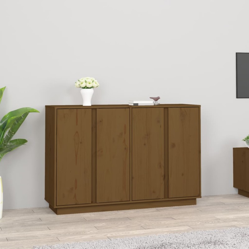 vidaXL Aparador de madera maciza de pino marrón miel 120x35x80 cm vidaXL Aparador de madera maciza de pino marrón miel 120x35x80 cm