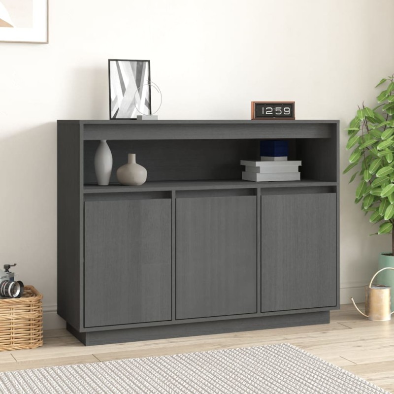 vidaXL Aparador de madera maciza de pino gris 104,5x34x80 cm vidaXL Aparador de madera maciza de pino gris 104,5x34x80 cm