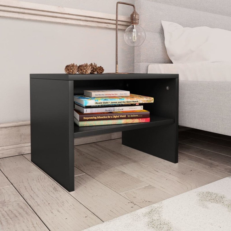 vidaXL Mesita de noche madera contrachapada negro 40x30x30 cm vidaXL Mesita de noche madera contrachapada negro 40x30x30 cm