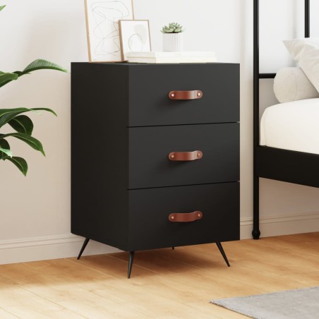 vidaXL Mesita de noche madera de ingeniería negro 40x40x66 cm