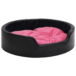 vidaXL Cama de perros felpa y cuero sintético negro y rosa 99x89x21 cm