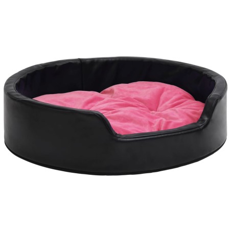 vidaXL Cama de perros felpa y cuero sintético negro y rosa 99x89x21 cm