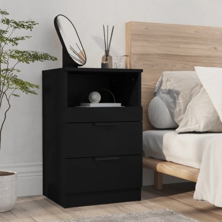 vidaXL Mesita de noche madera contrachapada color negro
