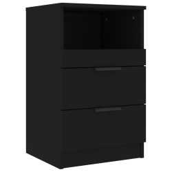 vidaXL Mesita de noche madera contrachapada color negro