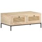 vidaXL Mesa de centro madera maciza mango y caña natural 90x50x37 cm vidaXL Mesa de centro madera maciza mango y caña natural 90x50x37 cm