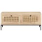 vidaXL Mesa de centro madera maciza mango y caña natural 90x50x37 cm vidaXL Mesa de centro madera maciza mango y caña natural 90x50x37 cm
