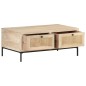 vidaXL Mesa de centro madera maciza mango y caña natural 90x50x37 cm vidaXL Mesa de centro madera maciza mango y caña natural 90x50x37 cm