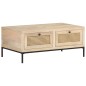 vidaXL Mesa de centro madera maciza mango y caña natural 90x50x37 cm vidaXL Mesa de centro madera maciza mango y caña natural 90x50x37 cm