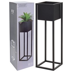 H&S Collection Macetero sobre soporte de metal negro 70 cm
