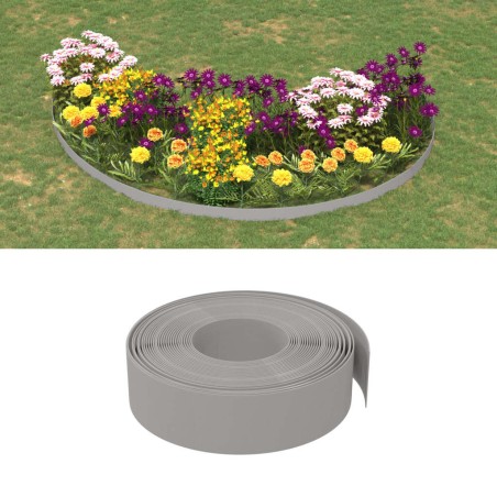 vidaXL Borduras de jardín 3 uds polietileno gris 10 m 15 cm