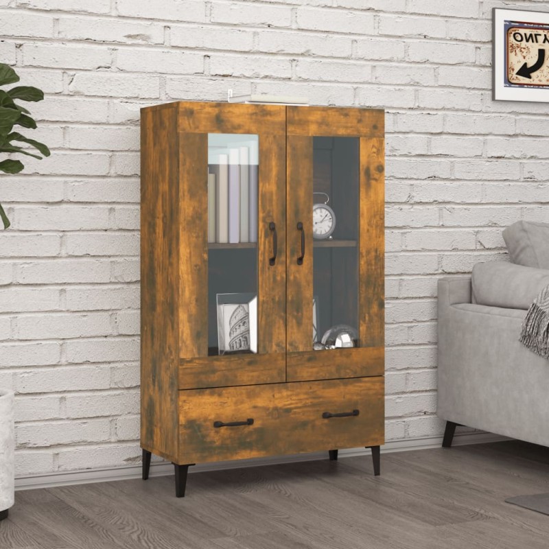 vidaXL Aparador de madera contrachapada roble ahumado 70x31x115 cm