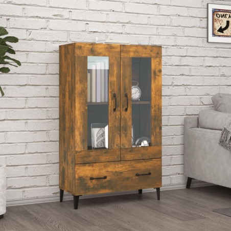 vidaXL Aparador de madera contrachapada roble ahumado 70x31x115 cm