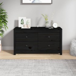 vidaXL Armario auxiliar madera maciza de pino negro 100x40x54 cm