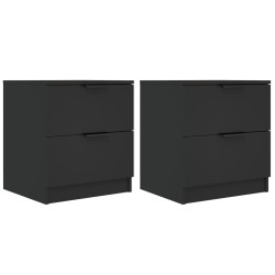 vidaXL Mesitas de noche 2 uds madera contrachapada color negro