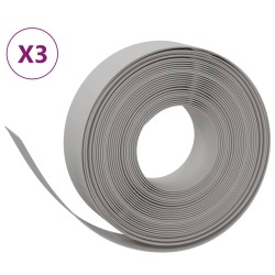 vidaXL Borduras de jardín 3 uds polietileno gris 10 m 15 cm