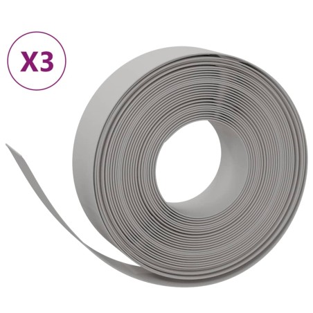 vidaXL Borduras de jardín 3 uds polietileno gris 10 m 15 cm