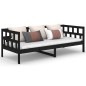 vidaXL Sofá cama madera maciza de pino negro 90x200 cm