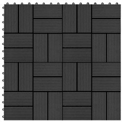 vidaXL Baldosas para porche de WPC 30x30 cm 1 m² negro 11 unidades