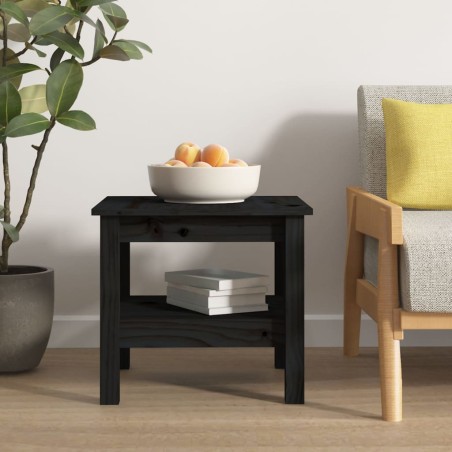 vidaXL Mesa de centro de madera maciza de pino negro 45x45x40 cm