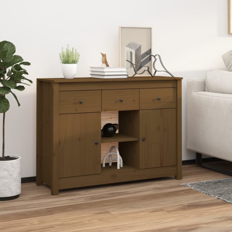 vidaXL Aparador de madera maciza de pino marrón miel 100x35x74,5 cm vidaXL Aparador de madera maciza de pino marrón miel 100x35x74,5 cm