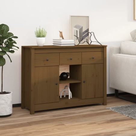 vidaXL Aparador de madera maciza de pino marrón miel 100x35x74,5 cm
