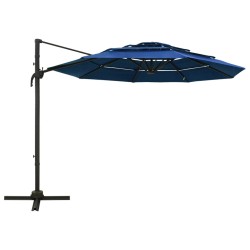 vidaXL Sombrilla de 4 niveles con poste de aluminio azul 3x3 m