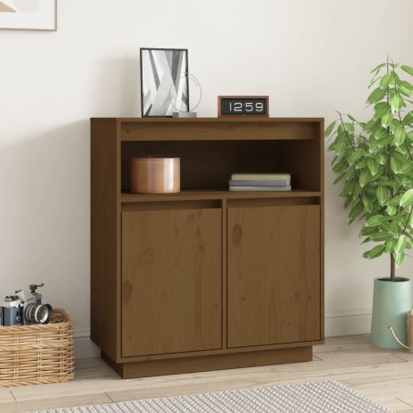 vidaXL Aparador de madera maciza de pino marrón miel 70x34x80 cm