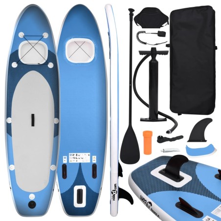 vidaXL Set de tabla de paddle surf hinchable azul marino 300x76x10 cm