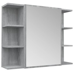 vidaXL Armario de espejo baño contrachapada gris Sonoma 80x20,5x64 cm