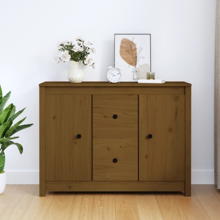 vidaXL Aparador de madera maciza de pino marrón miel 100x35x74 cm