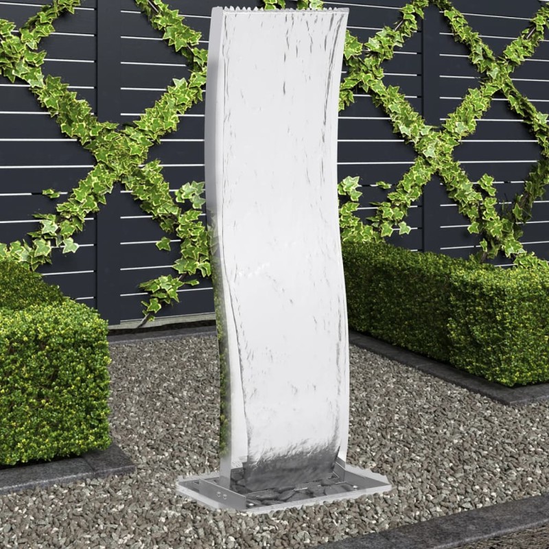 vidaXL Fuente de jardín curvada con bomba acero inoxidable 108 cm vidaXL Fuente de jardín curvada con bomba acero inoxidable 108 cm