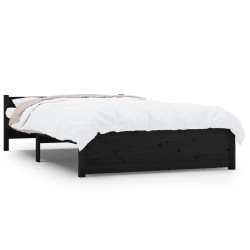 vidaXL Estructura de cama madera maciza doble pequeña negra 120x190 cm
