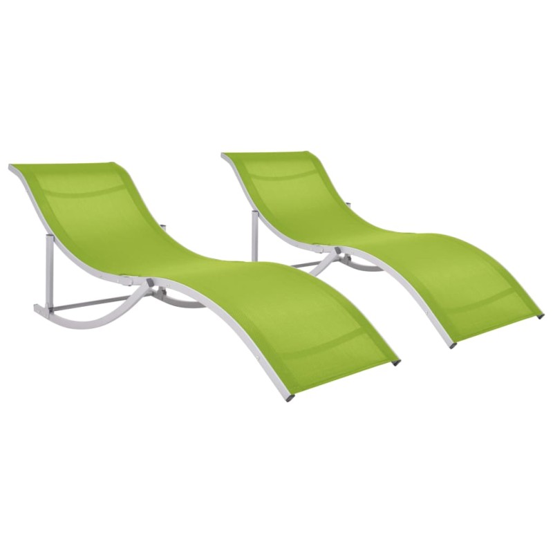 vidaXL Tumbonas plegables 2 unidades textilene verde vidaXL Tumbonas plegables 2 unidades textilene verde