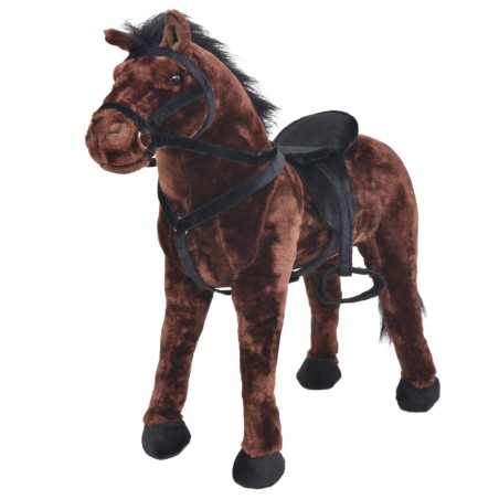 vidaXL Caballo de peluche de pie marrón oscuro XXL