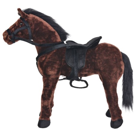 vidaXL Caballo de peluche de pie marrón oscuro XXL