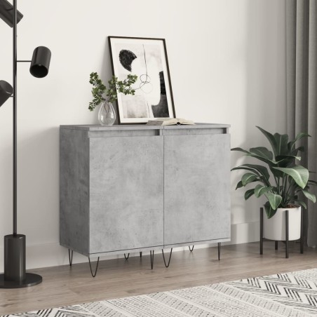 vidaXL Aparadores 2 uds madera de ingeniería gris hormigón 40x35x70 cm