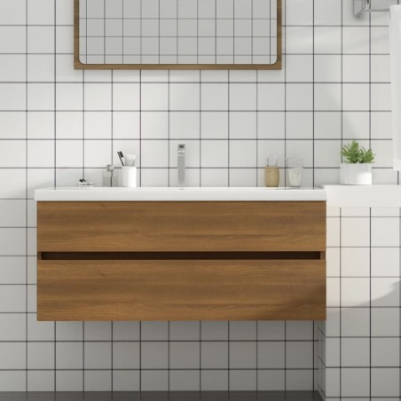 vidaXL Mueble de lavabo contrachapado roble marrón 100x38,5x45 cm