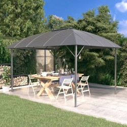vidaXL Cenador con techo de arco gris antracita 3x4 m