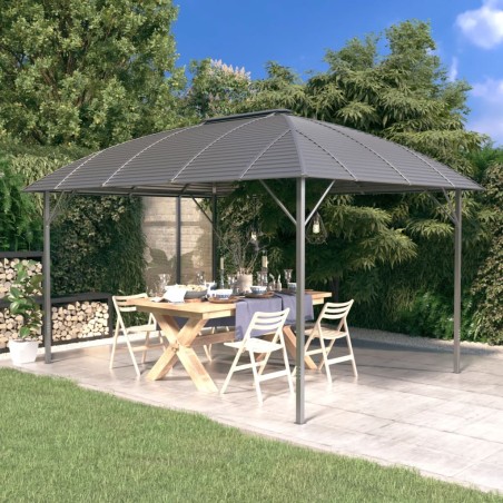 vidaXL Cenador con techo de arco gris antracita 3x4 m