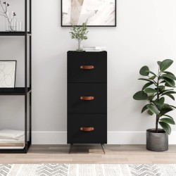 vidaXL Aparador de madera contrachapada negro 34,5x34x90 cm