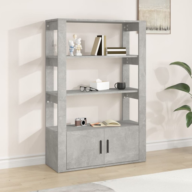 vidaXL Aparador de madera contrachapada gris hormigón 80x30x119,5 cm vidaXL Aparador de madera contrachapada gris hormigón 80x30x119,5 cm