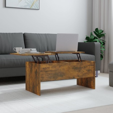 vidaXL Mesa de centro contrachapado roble ahumado 102x50,5x46,5 cm