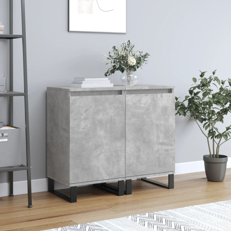 vidaXL Aparadores 2 uds madera de ingeniería gris hormigón 40x35x70 cm vidaXL Aparadores 2 uds madera de ingeniería gris hormigón 40x35x70 cm
