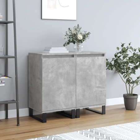 vidaXL Aparadores 2 uds madera de ingeniería gris hormigón 40x35x70 cm