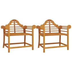 vidaXL Sillas de jardín 2 unidades madera maciza de teca 91x62x94 cm