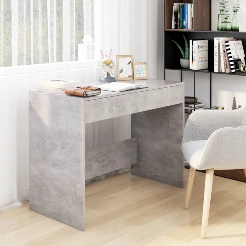 vidaXL Escritorio de madera contrachapada gris hormigón 101x50x76,5 cm vidaXL Escritorio de madera contrachapada gris hormigón 101x50x76,5 cm