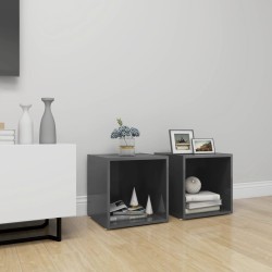 vidaXL Muebles TV 2 uds madera contrachapada gris brillo 37x35x37 cm