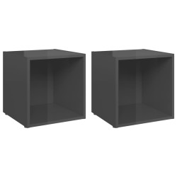 vidaXL Muebles TV 2 uds madera contrachapada gris brillo 37x35x37 cm