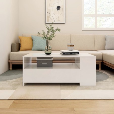vidaXL Mesa de centro madera de ingeniería blanco 102x55x42 cm