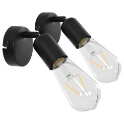 vidaXL Lámpara focos 2 uds con bombillas de filamento 2W negro E27